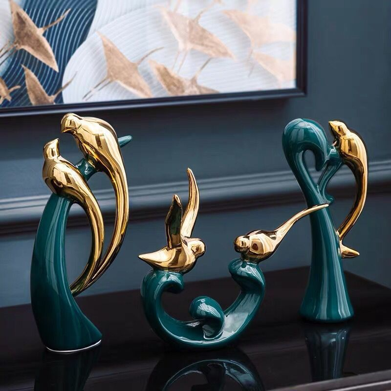 Set van Handgemaakte Keramische Tortelduifjes Moderne Kunst Decoratie 1