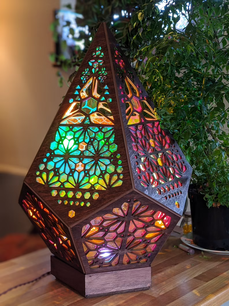 Tafellamp Bohemian Stijl met Sterrenhemelpatroon en Aanpasbare LED-kleuren 4