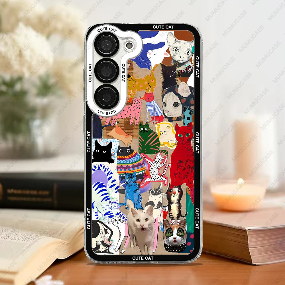 Telefoon Case voor Samsung Galaxy met Kat Collage 9
