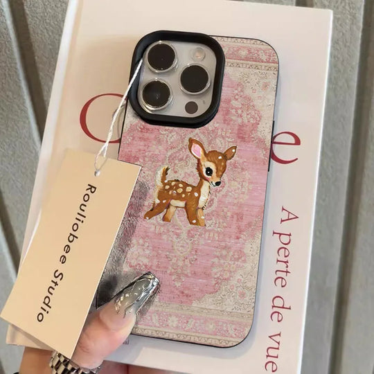 Telefoonhoesje voor iPhone met Vintage Bloem en Herten 9