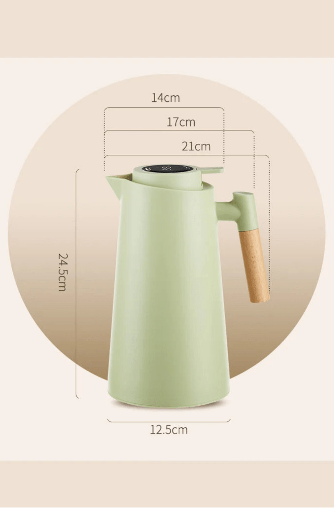 Thermosfles 1 Liter met Temperatuurdisplay en Houten Handvat, Beste Thermosfles voor Warme en Koude Dranken 5
