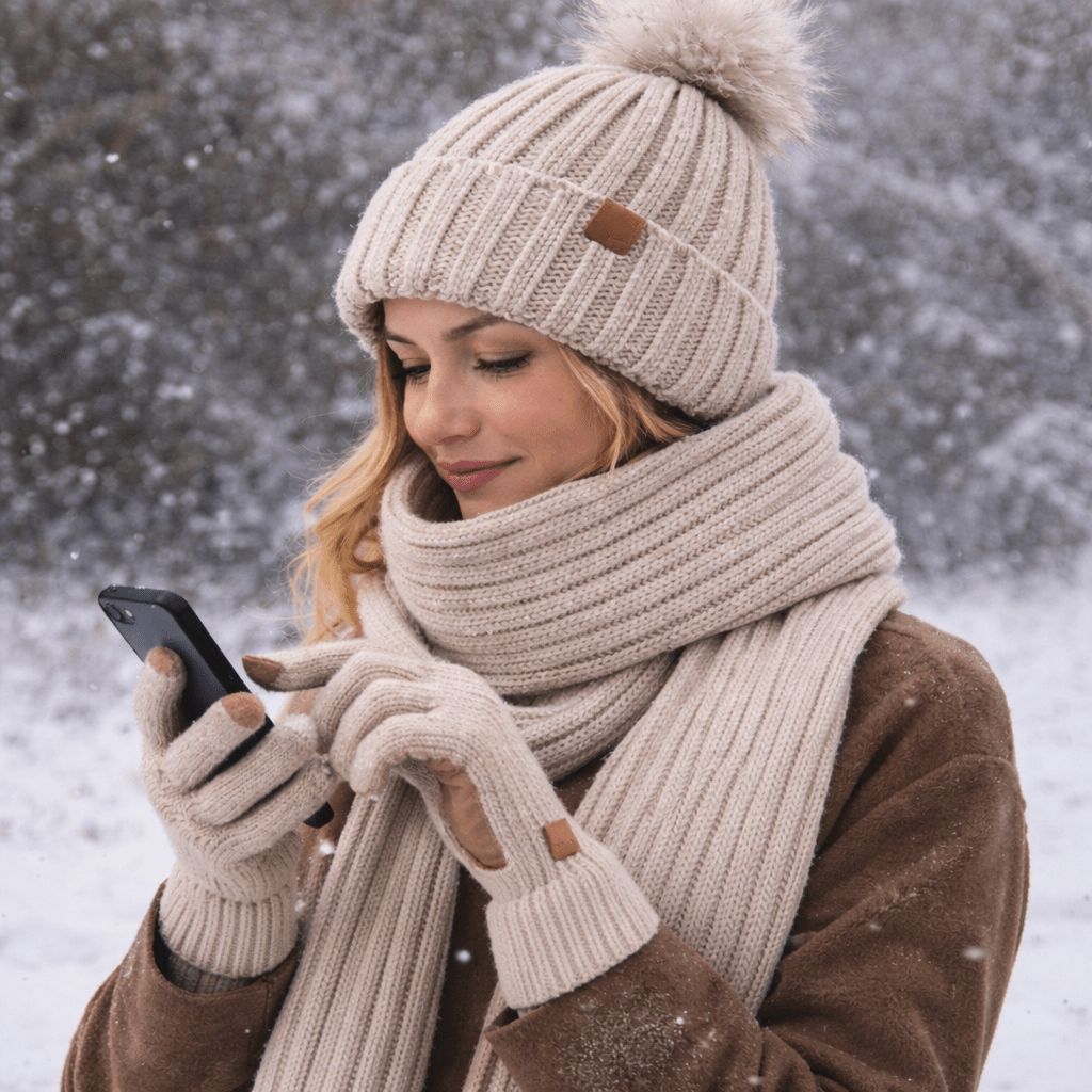 Unisex Winterset 3-in-1 Met Muts Sjaal En Handschoenen 0