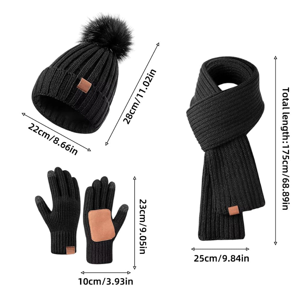 Unisex Winterset 3-in-1 Met Muts Sjaal En Handschoenen 8