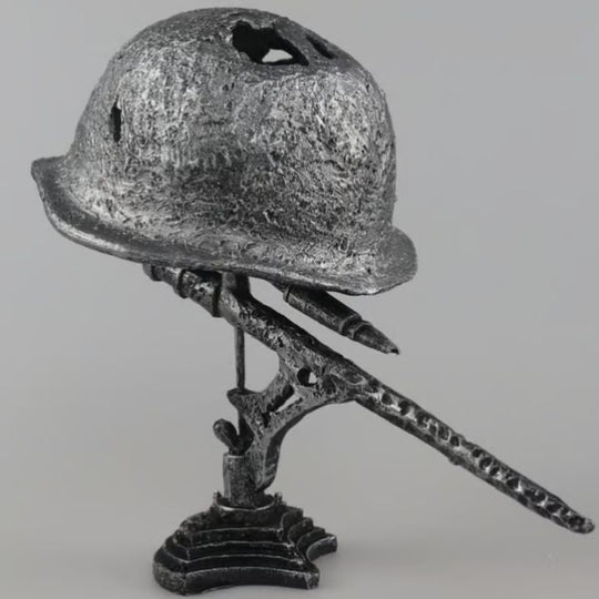 Vintage Tafellamp Helm Stalen Design 4