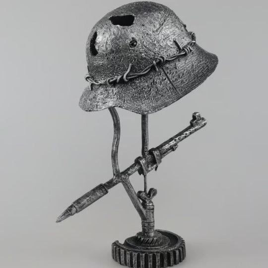 Vintage Tafellamp Helm Stalen Design 5