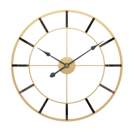 Wandklok Goud en Zwart Metalen Design 0