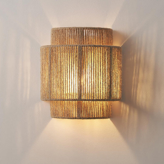 Wandlamp Boheemse Vintage Rotan 2