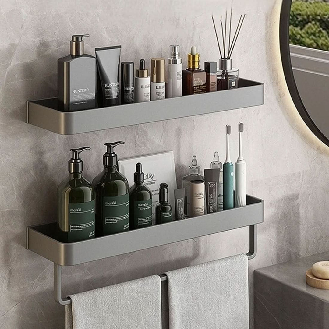Wandplank voor Badkamer met Handdoekenrek en Boorvrije Installatie 2