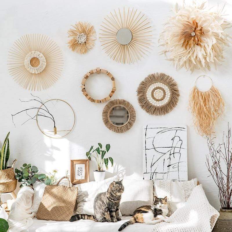 Wandspiegel Boho Stijl met Henneptouw 3