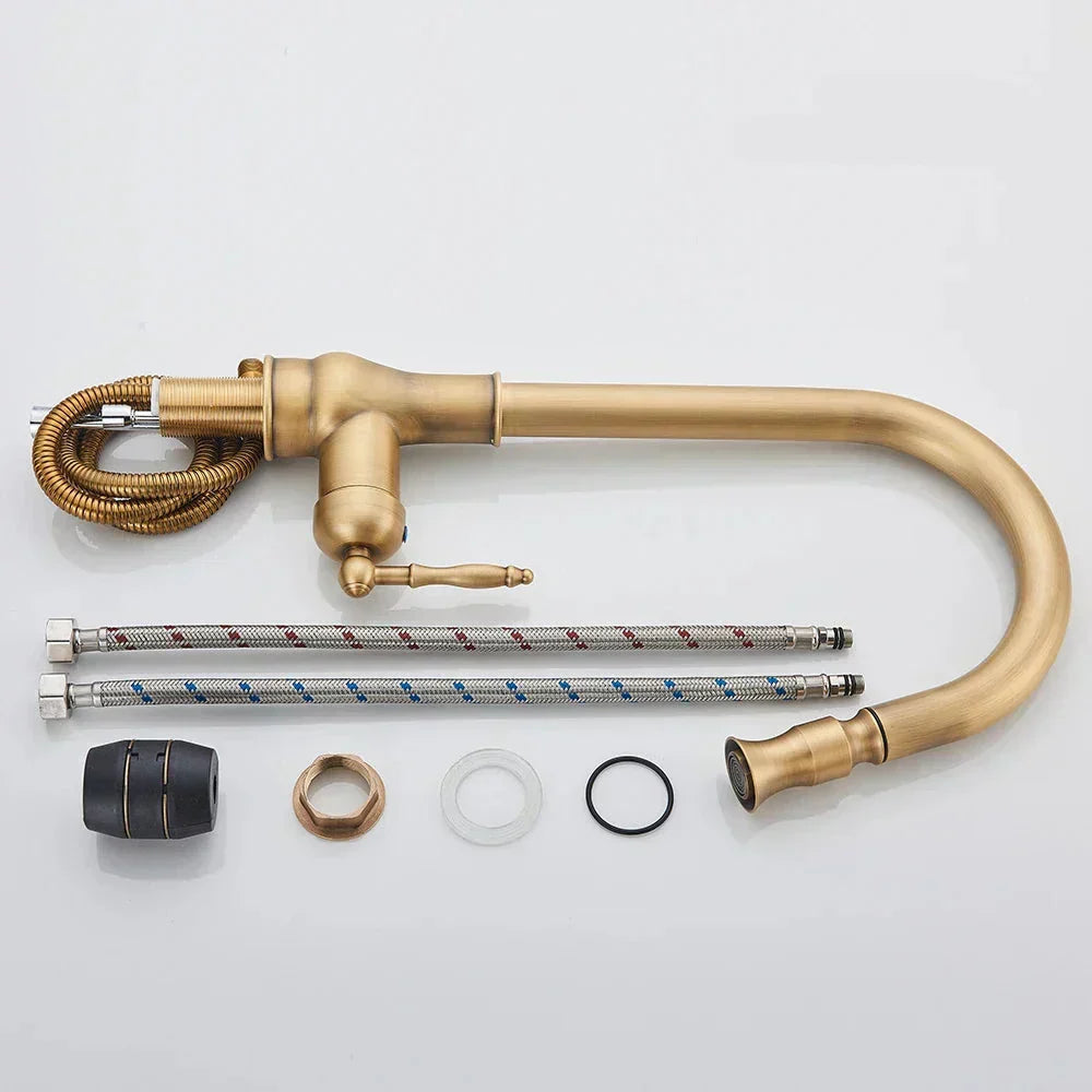 Zwarte Keukenkraan Draaibaar Vintage Tap Voor Retro Keuken 4