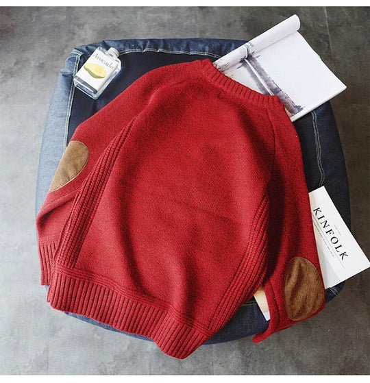 Oversized patchgebreide herensweater