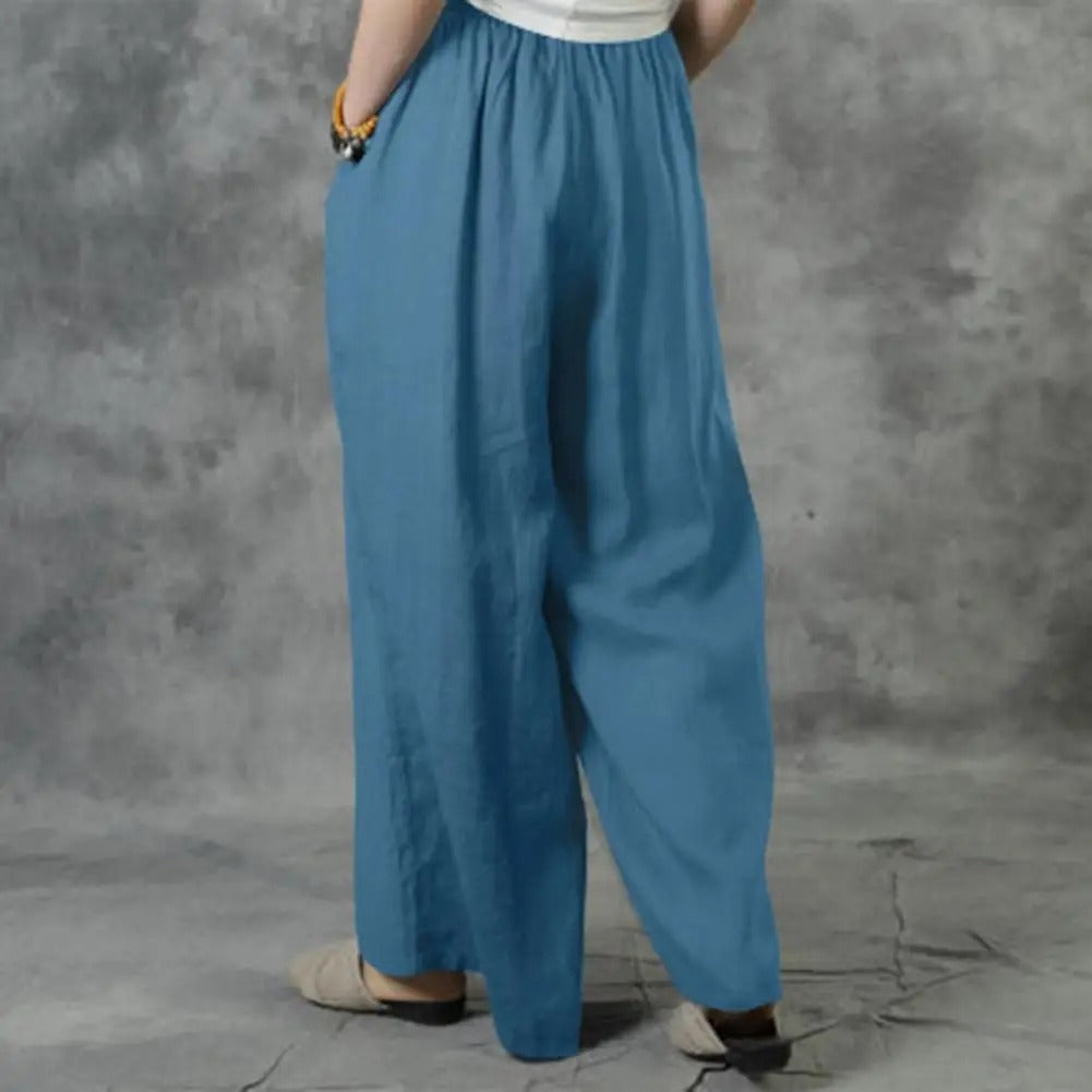 Casual Rechte Broek Met Wijde Pijpen Dames