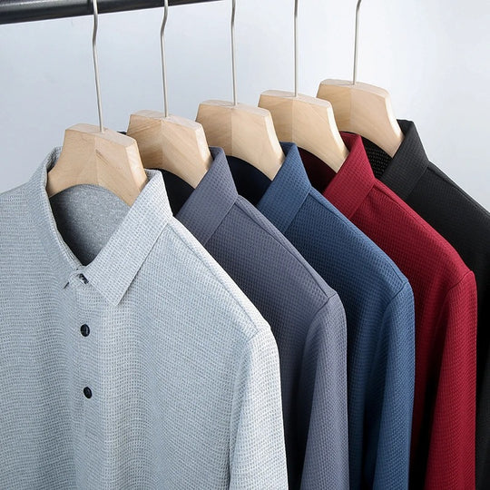Heren Business Casual Poloshirt met Lange Mouwen