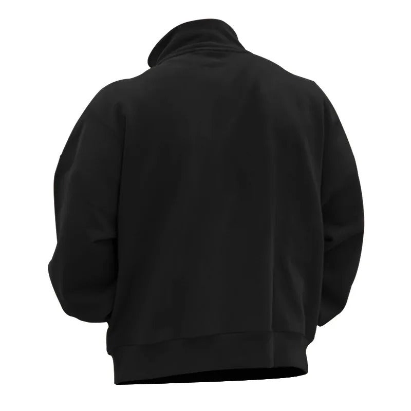 Heren Sweatshirt met halve rits met staande kraag