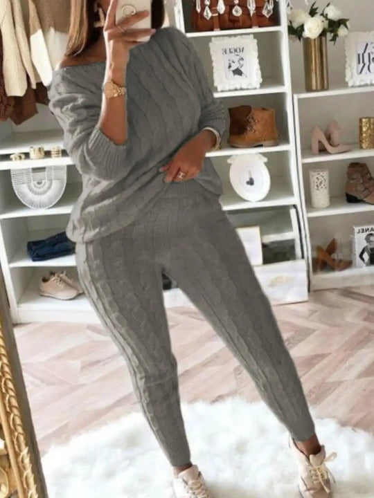 Plus Size Gebreide Schouderbroek Set