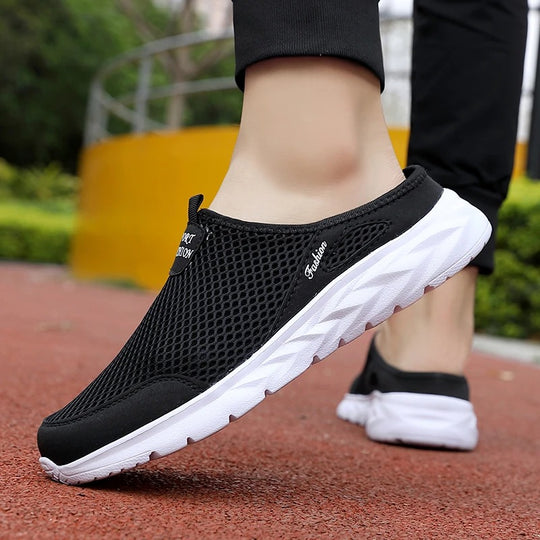 Ademende mesh halve slippers voor heren