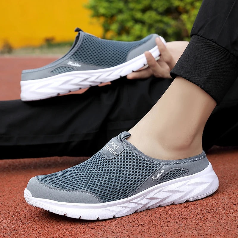 Ademende mesh halve slippers voor heren