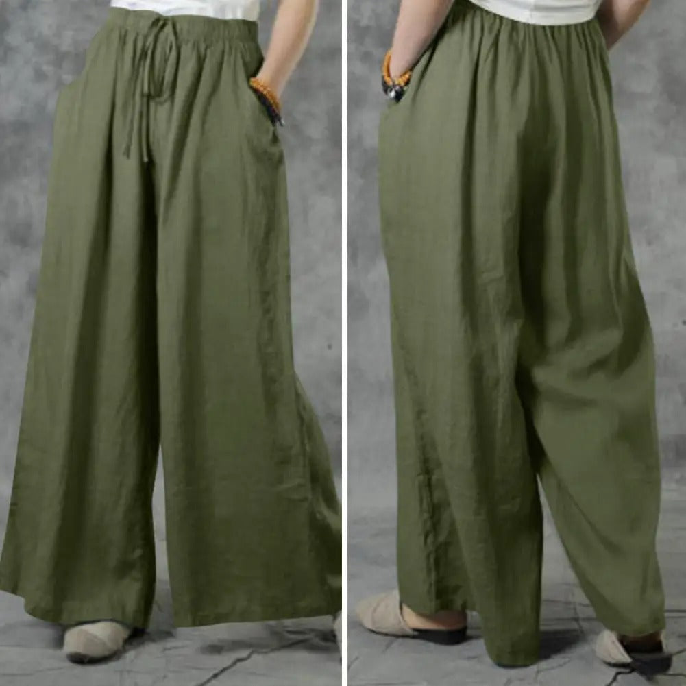 Casual Rechte Broek Met Wijde Pijpen Dames