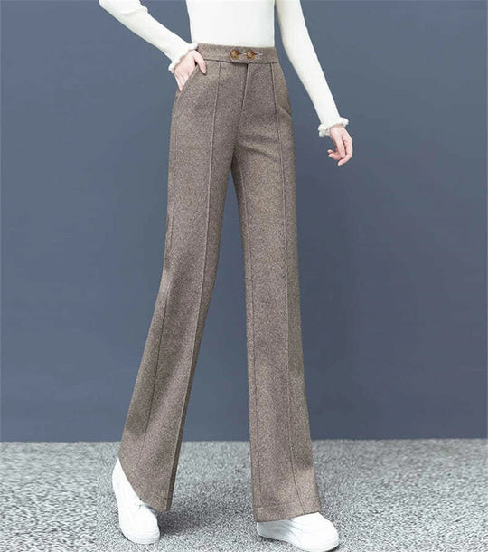 Dames wolmix rechte broek
