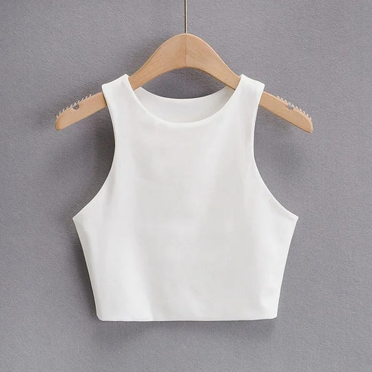 Dames mouwloze O-hals Slim Fit Tank Top