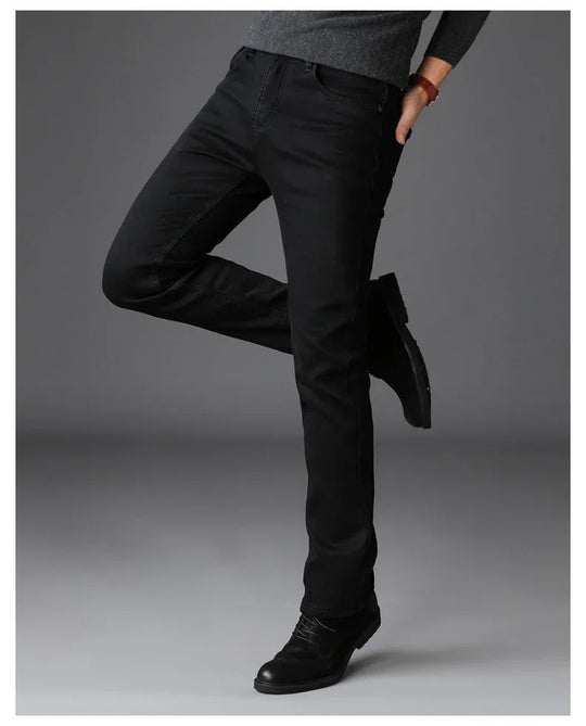 Zwarte stretch-bikerjeans voor heren