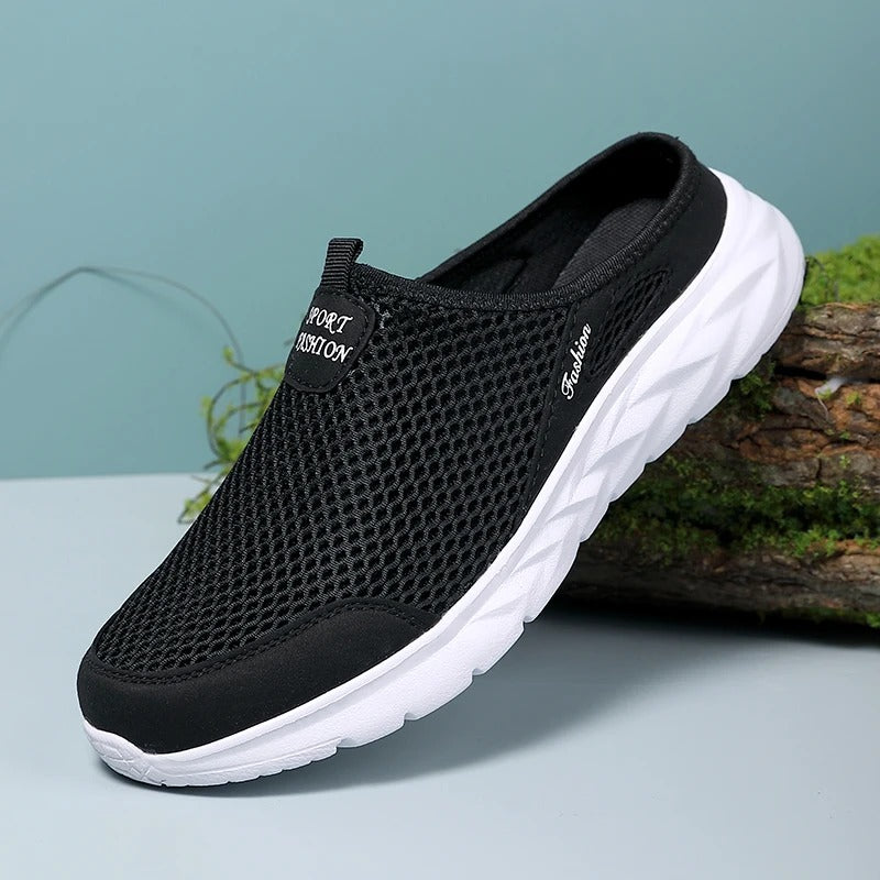 Ademende mesh halve slippers voor heren