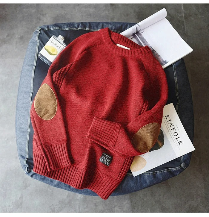 Oversized patchgebreide herensweater