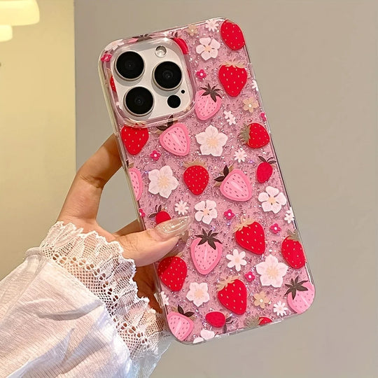 iPhone Hoesje Bloem Motief met Glitter 3