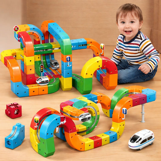 Kinderen 3D Spoorwegbouwset met Oplaadbare Locomotief