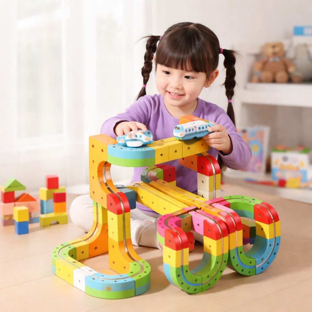 Kinderen 3D Spoorwegbouwset met Oplaadbare Locomotief