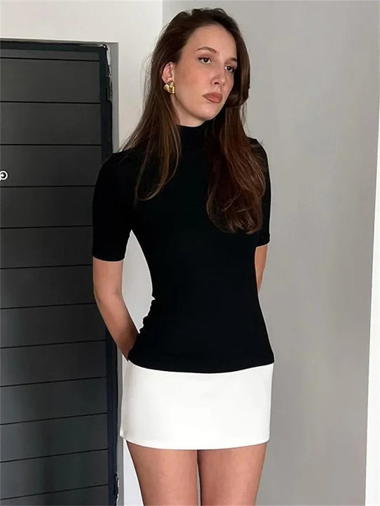 Dames Contrast Patchwork Bodycon Mini Jurk