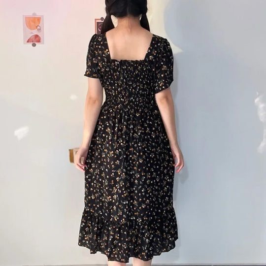 Bloemen chiffon midi-jurk voor dames