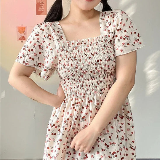 Bloemen chiffon midi-jurk voor dames