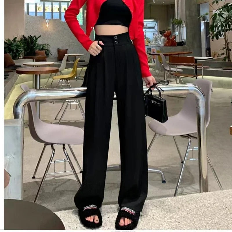 Vrouwen Koreaanse stijl hoge taille Baggy broek