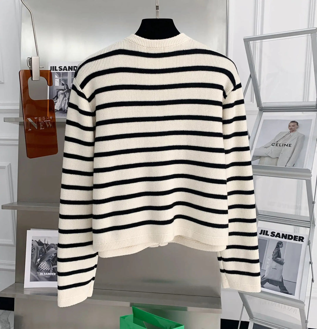 Dames gestreept gebreid vest