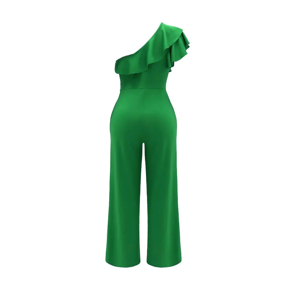 Jumpsuit met één schouder en ruches voor dames