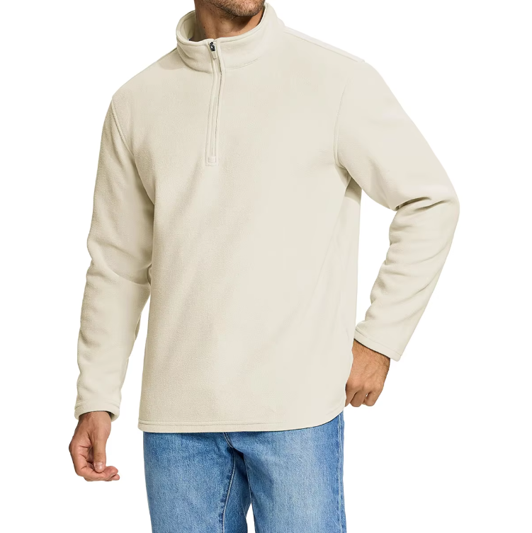 Heren fleece trui met halve rits
