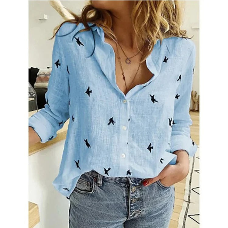Dames Vintage Casual T-shirts van Katoen en Linnen Stijl