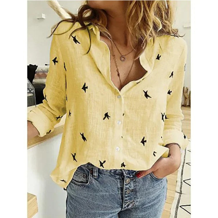 Dames Vintage Casual T-shirts van Katoen en Linnen Stijl