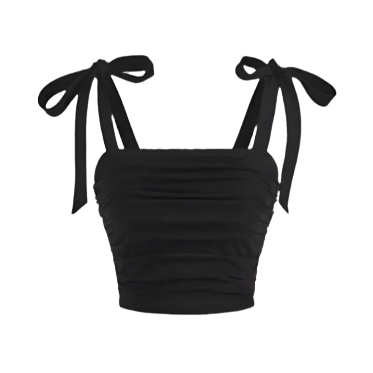 Dames-top met ruches en schouderbandjes