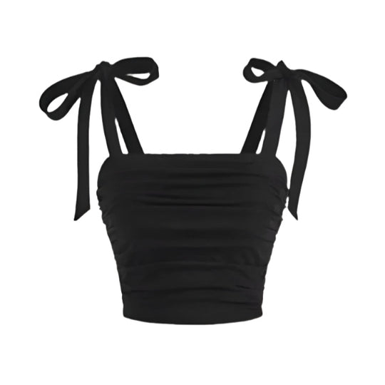 Dames-top met ruches en schouderbandjes
