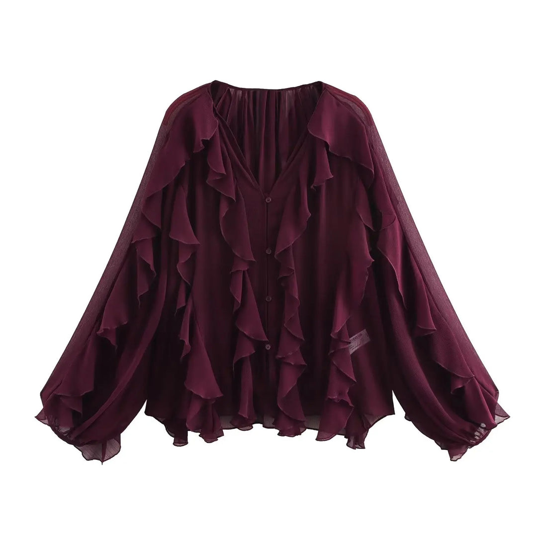 Dames doorschijnende gelaagde blouse