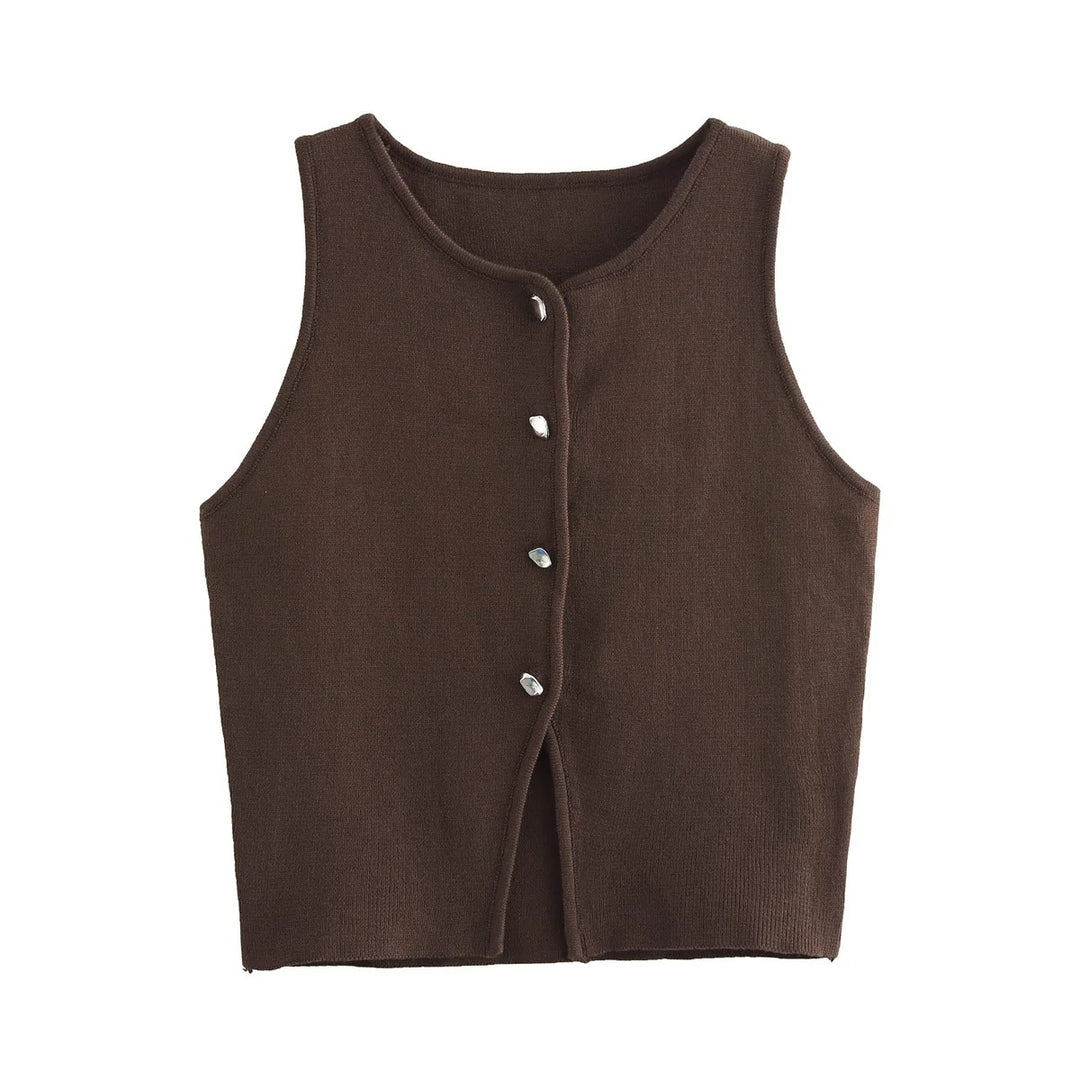 Gebreide Button-Up Gewatteerde Damestop