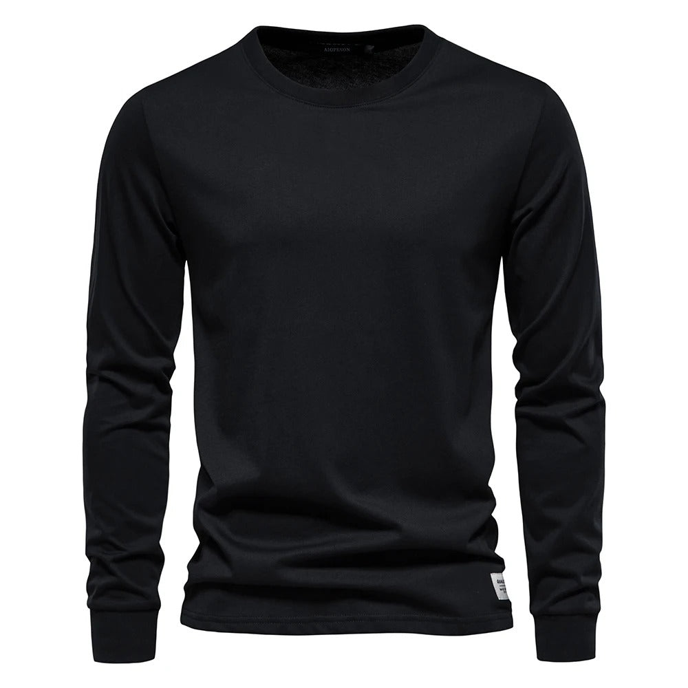 Heren Effen Kleur Lange Mouwen T-shirt