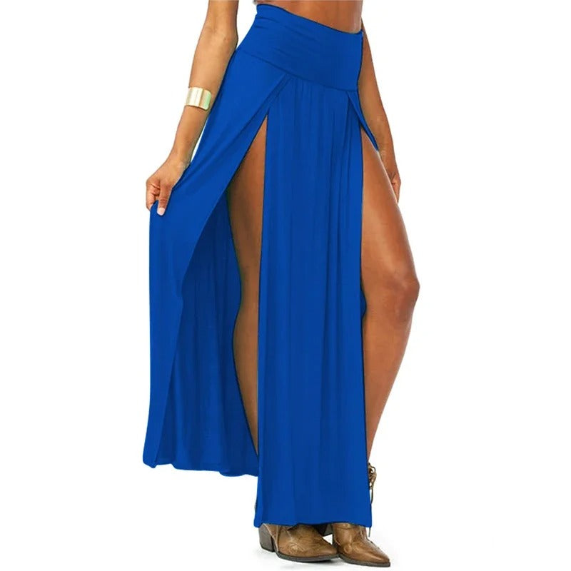 Dames hoge taille dubbele split rok