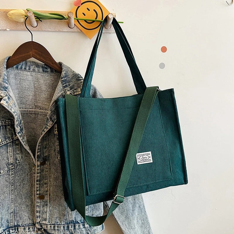 Dames Corduroy Vierkante Handtas