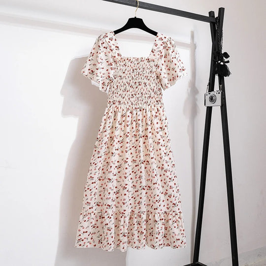 Bloemen chiffon midi-jurk voor dames