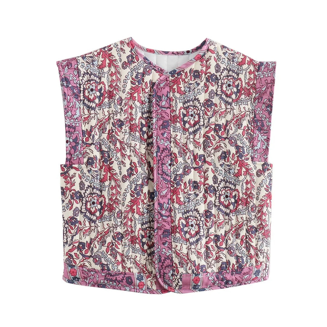 Dames bedrukt katoenen vest