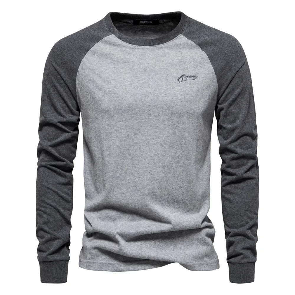 Heren-T-shirt met lange mouwen en patchwork