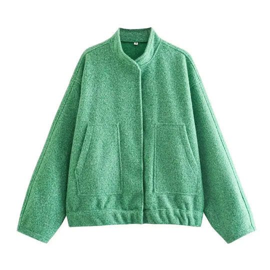 Tweed oversized bomberjack voor dames